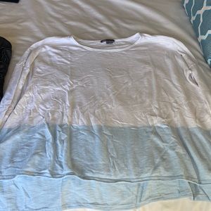 Vince size ladies L white & light blue long sleeve shirt